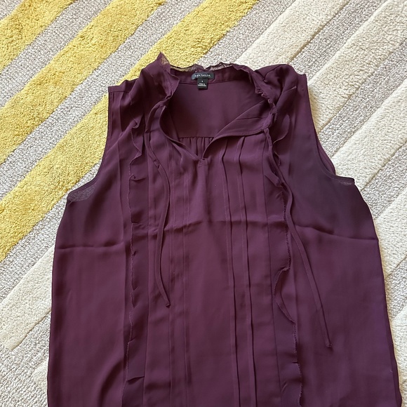 Ann Taylor Tops - Ann Taylor Ruffle Pintucked Popover Shell Plum Rose Size Small